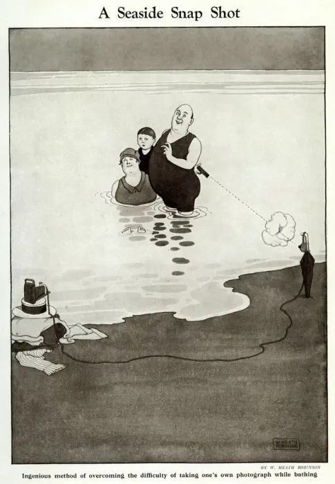 Framed Print : A Seaside Snap Shot by William Heath Robinson Framed Print : A Seaside Snap Shot by William Heath Robinson