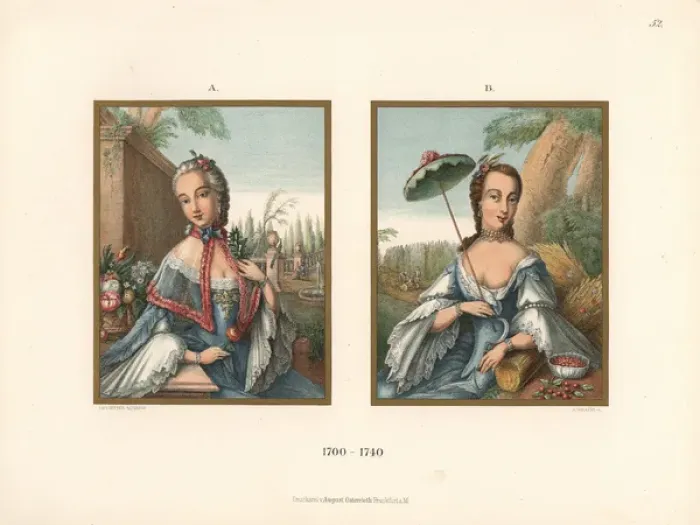 Framed Print : Seasonal fashions from the early 18th century Framed Print : Seasonal fashions from the early 18th century