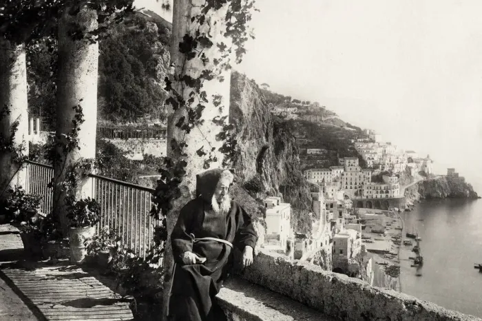 Framed Print : Seated monk, Capuchin Convent, Amalfi, Italy