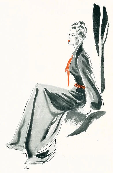 Seated Woman With Red Tie