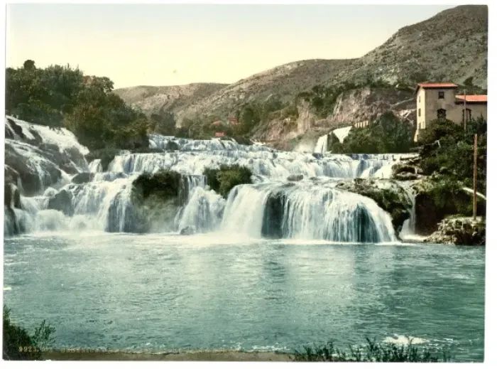 Framed Print : Sebenico, lower falls of the Kerka, Dalmatia, Austro-Hungary Framed Print : Sebenico, lower falls of the Kerka, Dalmatia, Austro-Hungary