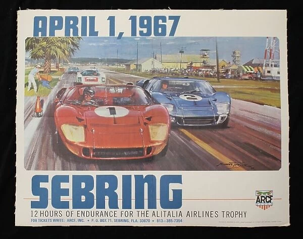 Sebring 1 April 1967 colour lithograph by Michael Turner