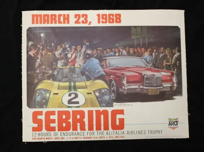 Framed Print : Sebring 23 March 1968 colour lithograph by Michael Turner Framed Print : Sebring 23 March 1968 colour lithograph by Michael Turner