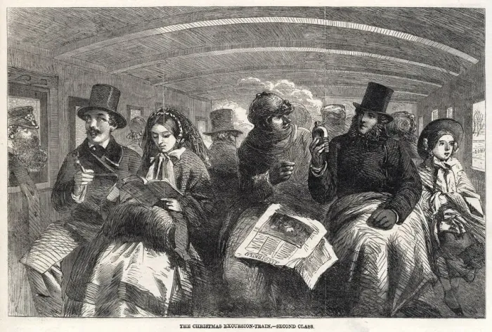 Framed Print : Second class passengers going home for Christmas 1859 Framed Print : Second class passengers going home for Christmas 1859
