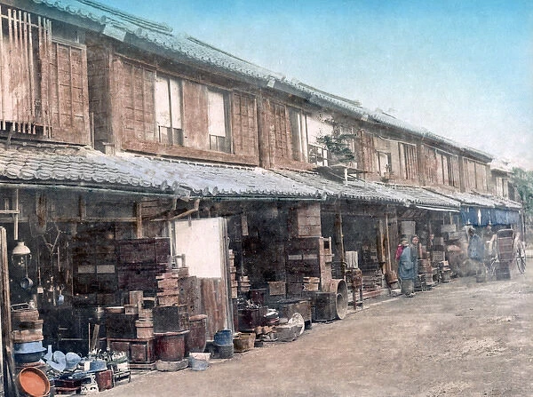 Second hand furniture shops, Japan, circa 1880s