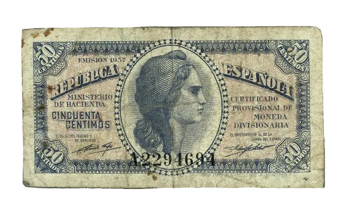 Framed Print : Second Spanish Republic. Obverse of a 50 cents Framed Print : Second Spanish Republic. Obverse of a 50 cents