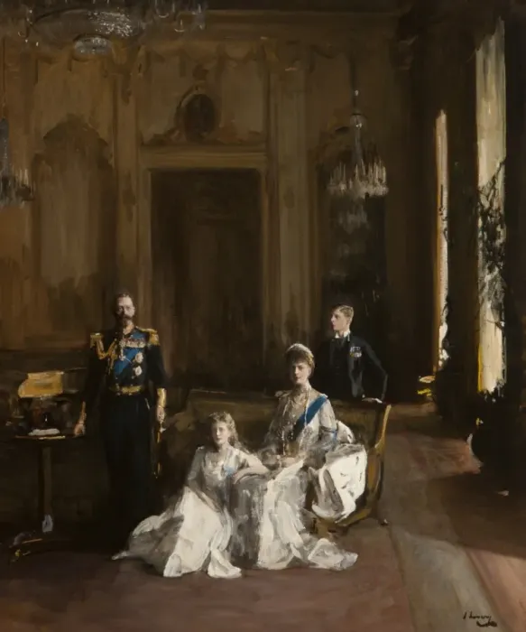 Framed Print : Second Study for King, Queen, Prince of Wales, Princess Mary Framed Print : Second Study for King, Queen, Prince of Wales, Princess Mary