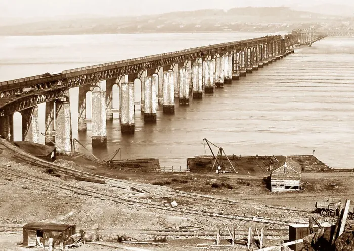 Framed Print : Second Tay Bridge under construction Victorian period Framed Print : Second Tay Bridge under construction Victorian period