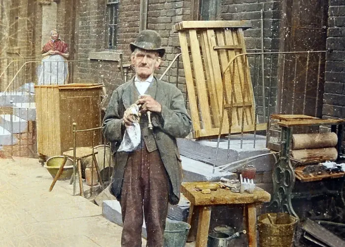 Framed Print : Secondhand furniture dealer, Victorian period Framed Print : Secondhand furniture dealer, Victorian period