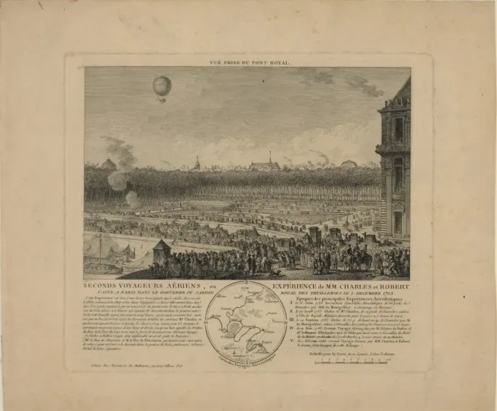 Framed Print : Seconds voyageurs aeriens, ou experience de MM. Charles et R Framed Print : Seconds voyageurs aeriens, ou experience de MM. Charles et R