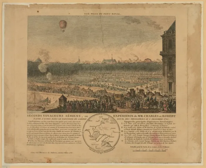 Framed Print : Seconds voyageurs aeriens, ou experience de MM. Charles et R Framed Print : Seconds voyageurs aeriens, ou experience de MM. Charles et R