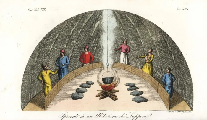 Framed Print : Section through a dome-shaped Lapp (Sami) house Framed Print : Section through a dome-shaped Lapp (Sami) house