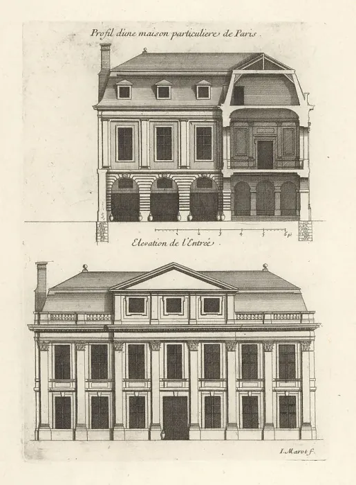 Framed Print : Section of a grand house in Paris; elevation of the entrance Framed Print : Section of a grand house in Paris; elevation of the entrance