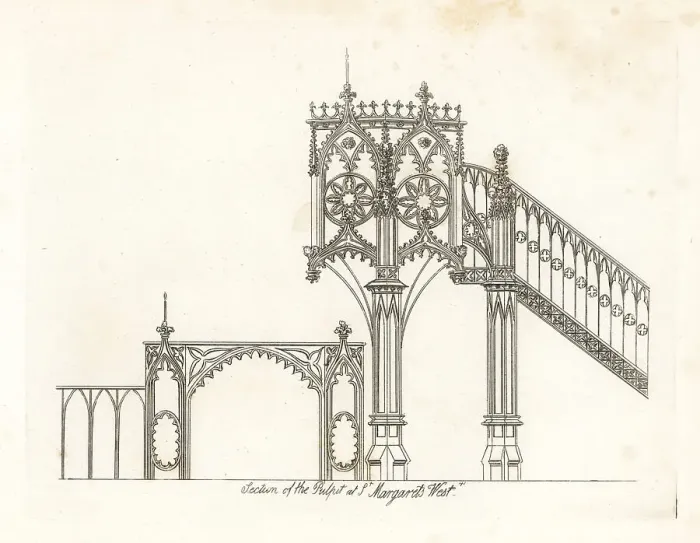 Framed Print : Section of the pulpit at St. Margaret's, Westminster Abbey Framed Print : Section of the pulpit at St. Margaret's, Westminster Abbey
