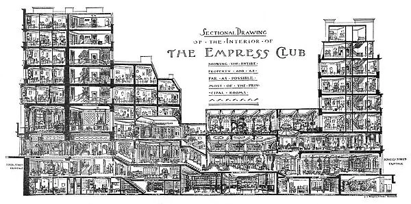 A Sectional Drawing of The Empress Club, 13 Berkeley Street