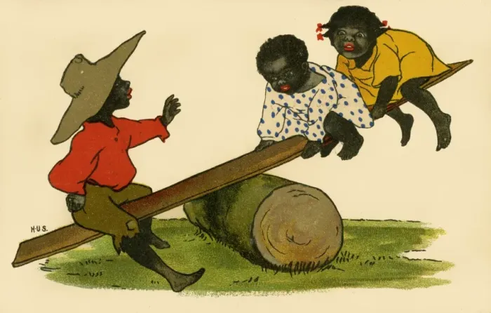 Framed Print : See-saw. Blackc hildren on a see-saw. Artist: Hilda Dix Sandford Date: circa 1906 Framed Print : See-saw. Blackc hildren on a see-saw. Artist: Hilda Dix Sandford Date: circa 1906