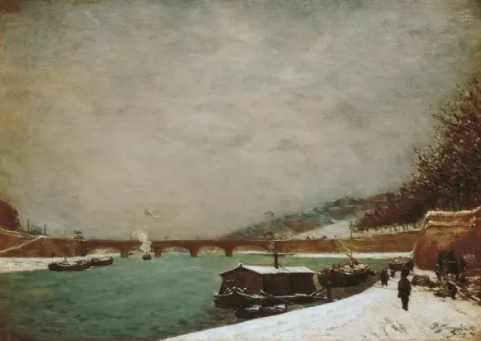 Framed Print : The Seine at the Pont d Iena, Winter Framed Print : The Seine at the Pont d Iena, Winter