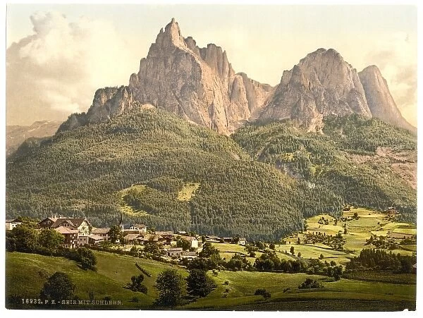Seiz (i. e. Seis), with the Schlern, Tyrol, Austro-Hungary