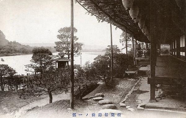 Seki River and Matsuba-Kwan Inn (Hotel) at Naoetsu, Japan