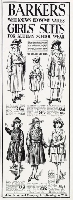 Framed Print : A selection of Barkers well known economy values girls suits for Autumn school wear Framed Print : A selection of Barkers well known economy values girls suits for Autumn school wear
