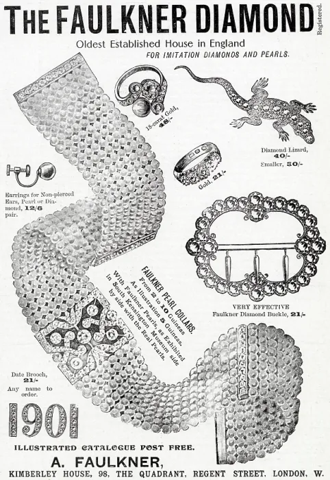 Framed Print : A selection of elegant Edwardian diamond jewellery. Date: 1901 Framed Print : A selection of elegant Edwardian diamond jewellery. Date: 1901