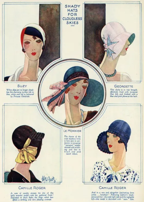 Framed Print : Selection of fashionable hats 1929 Framed Print : Selection of fashionable hats 1929