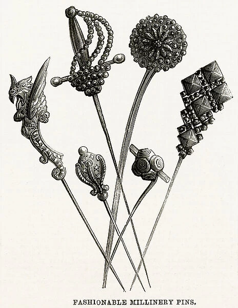 Selection of fashionable millinery pins 1886