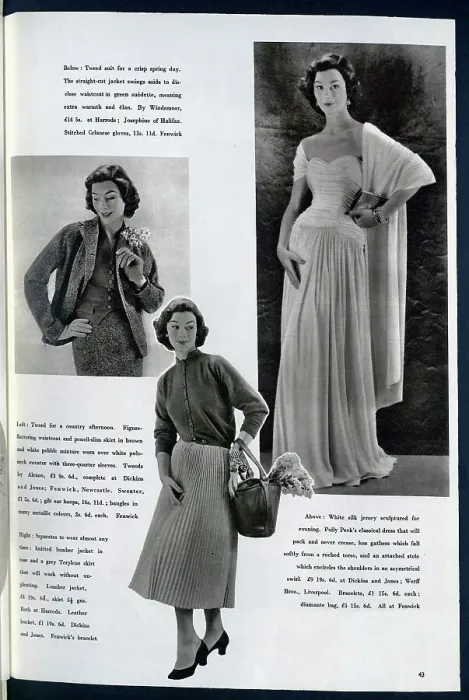 Framed Print : A selection of fashionable outfits for women. Date: 1954 Framed Print : A selection of fashionable outfits for women. Date: 1954