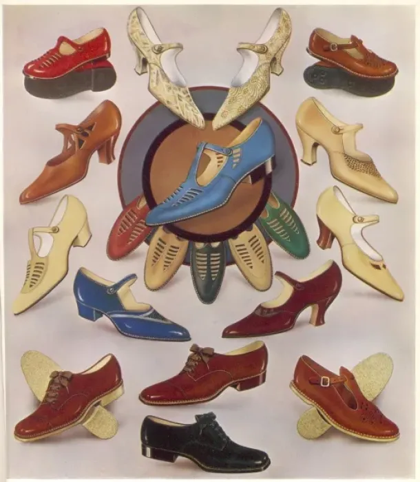 Framed Print : Selection of Shoes 1930