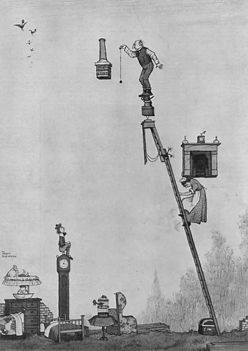 Framed Print : Self-Help in War Time by Heath Robinson Building a Bungalow Framed Print : Self-Help in War Time by Heath Robinson Building a Bungalow