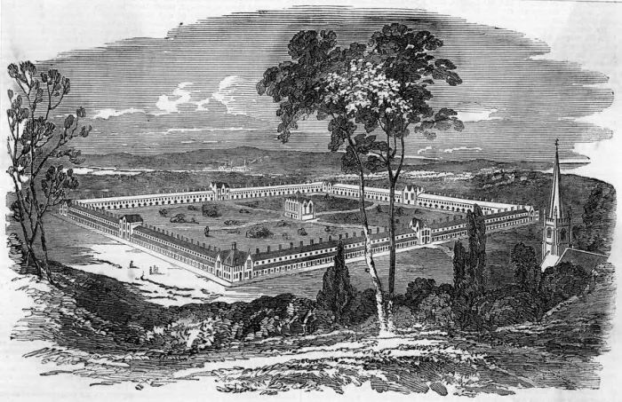 Framed Print : Self sufficient village plan 1850 Framed Print : Self sufficient village plan 1850