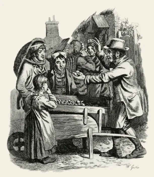 Framed Print : Selling apples from a barrow in Scotland, 1830 Framed Print : Selling apples from a barrow in Scotland, 1830