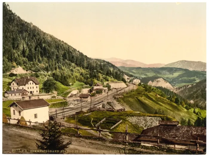 Framed Print : Semmering Railway, Semmering Station and Hotel Stephanie, St Framed Print : Semmering Railway, Semmering Station and Hotel Stephanie, St