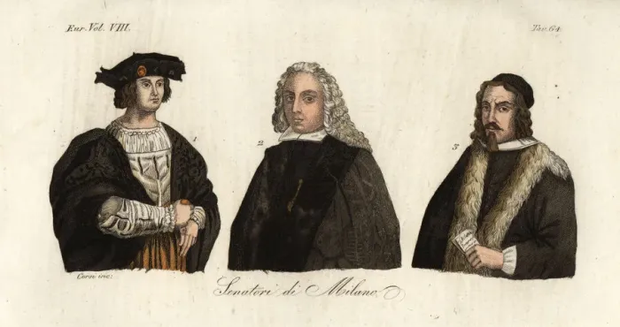 Framed Print : Senators of Milan, 17th century Framed Print : Senators of Milan, 17th century
