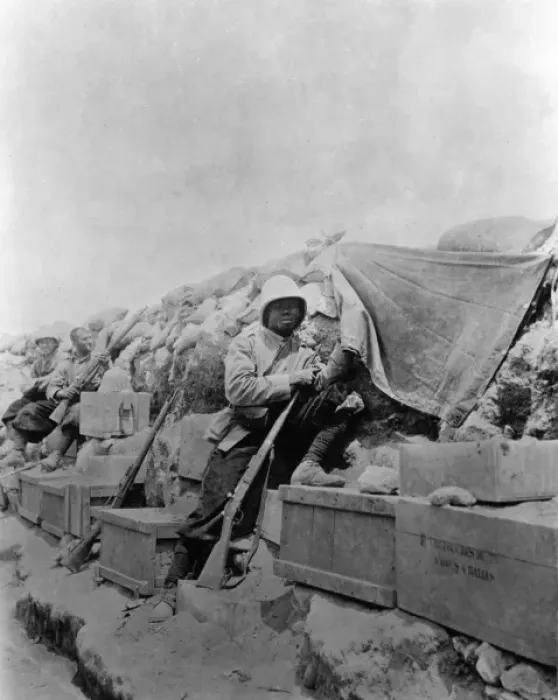 Framed Print : Senegalese soldier in a trench, WW1 Framed Print : Senegalese soldier in a trench, WW1