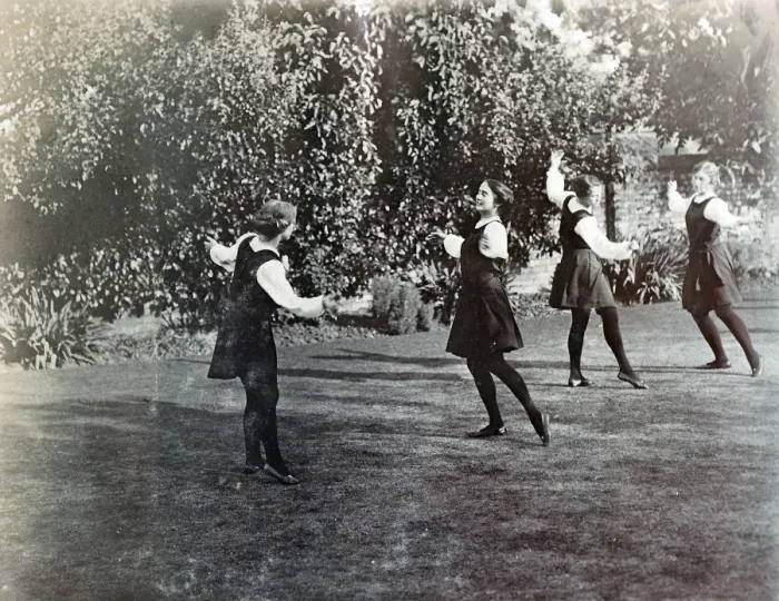 Framed Print : Four Seniors dancing in the garden Framed Print : Four Seniors dancing in the garden