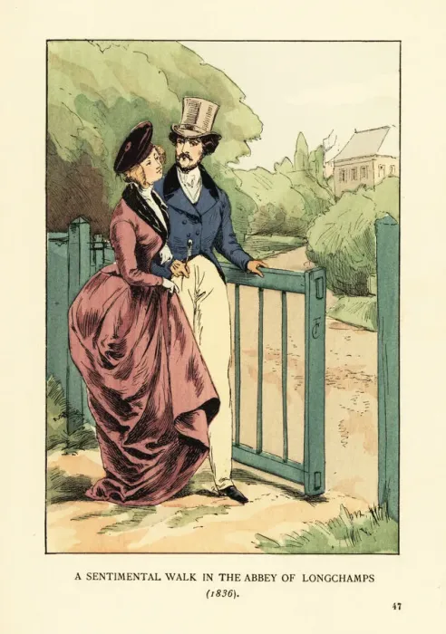 Framed Print : A sentimental walk in the Abbey of Longchamps, 1836 Framed Print : A sentimental walk in the Abbey of Longchamps, 1836