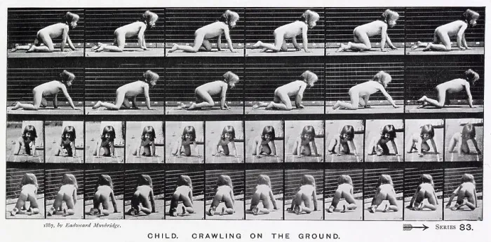 Framed Print : Sequence of crawling child. Date: 1887