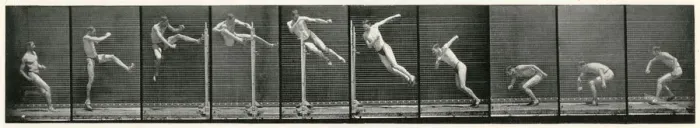 Framed Print : Sequence of a man doing the high jump Date: 1880s Framed Print : Sequence of a man doing the high jump Date: 1880s