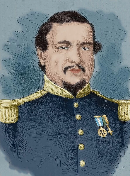 Serapio Cruz (1835-1870). Engraving. Colored