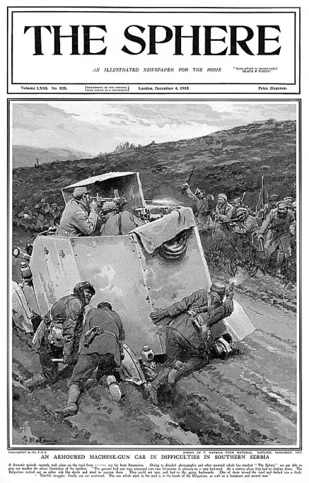 Framed Print : Serbian armoured car is ambushed Framed Print : Serbian armoured car is ambushed