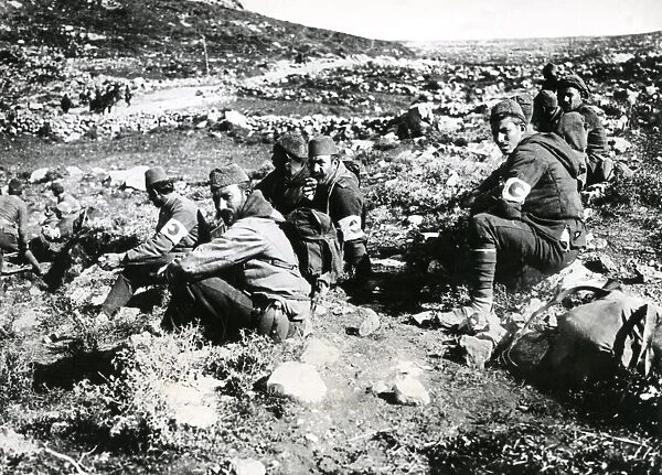 Serbian Red Crescent troops resting, Serbia, WW1