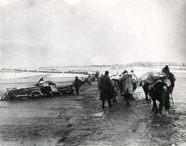 Serbian troops retreating near Scutari, WW1