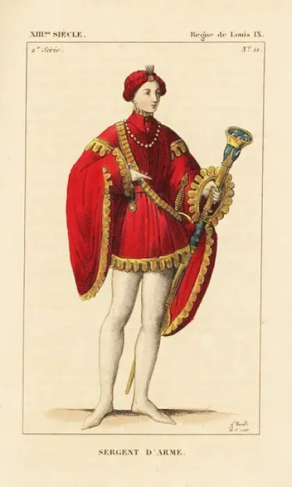 Framed Print : Sergeant at arms, royal guard, mace-bearer, 13th century Framed Print : Sergeant at arms, royal guard, mace-bearer, 13th century