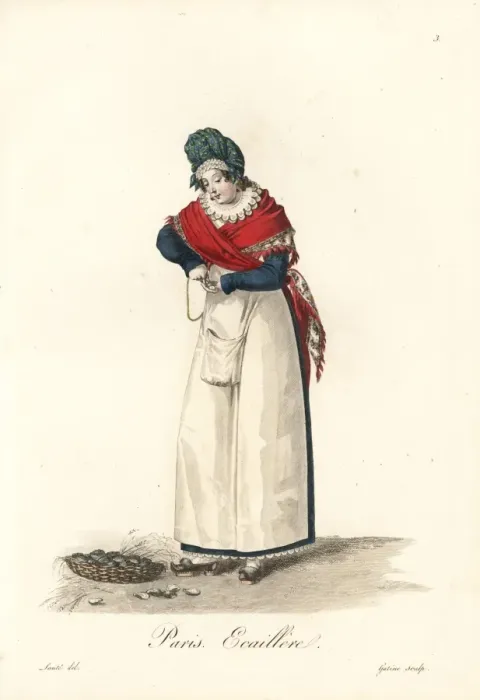 Framed Print : Servant at the baths, Paris, early 19th century Framed Print : Servant at the baths, Paris, early 19th century