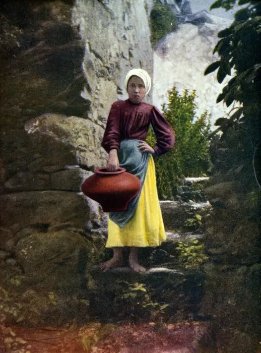 Framed Print : Servant girl with water jar, Gran Canaria, Canary Islands Framed Print : Servant girl with water jar, Gran Canaria, Canary Islands