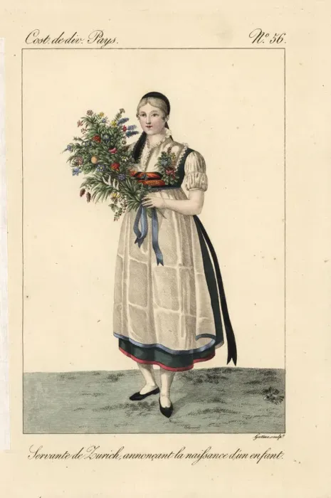 Framed Print : Servant girl of Zurich, Switzerland, 19th century Framed Print : Servant girl of Zurich, Switzerland, 19th century