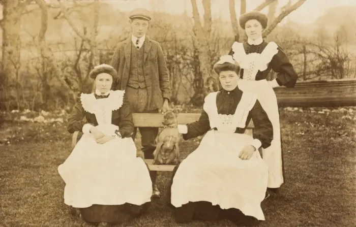Framed Print : Servants Pose for Photo Framed Print : Servants Pose for Photo