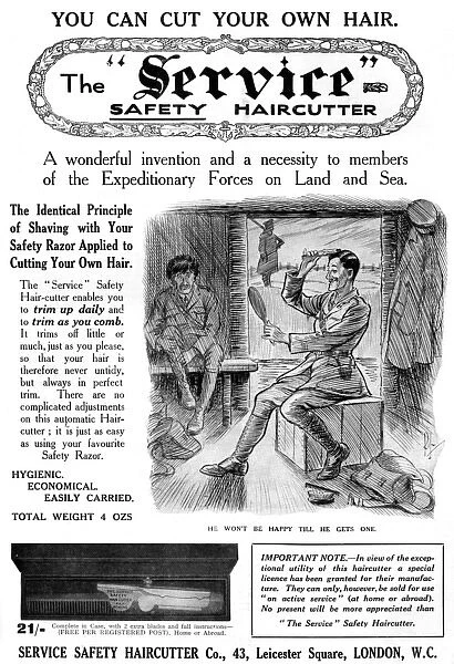 The Service Safety Haircutter, WW1 advertisement
