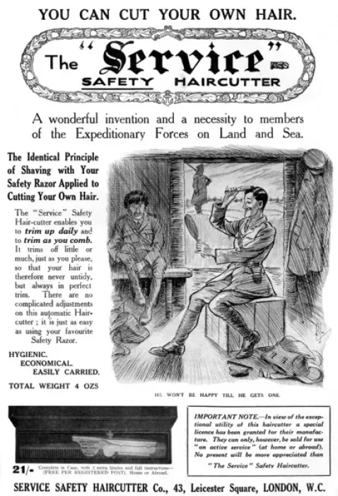 Framed Print : The Service Safety Haircutter, WW1 advertisement Framed Print : The Service Safety Haircutter, WW1 advertisement